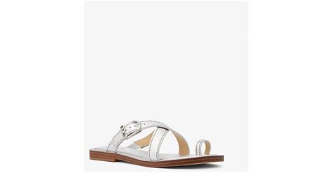 michael kors ashton|Ashton Metallic Leather Flat Sandal .